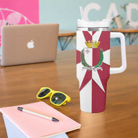 Malta Tumbler With Handle with Red White Crossburst Design - Wonder Print Shop