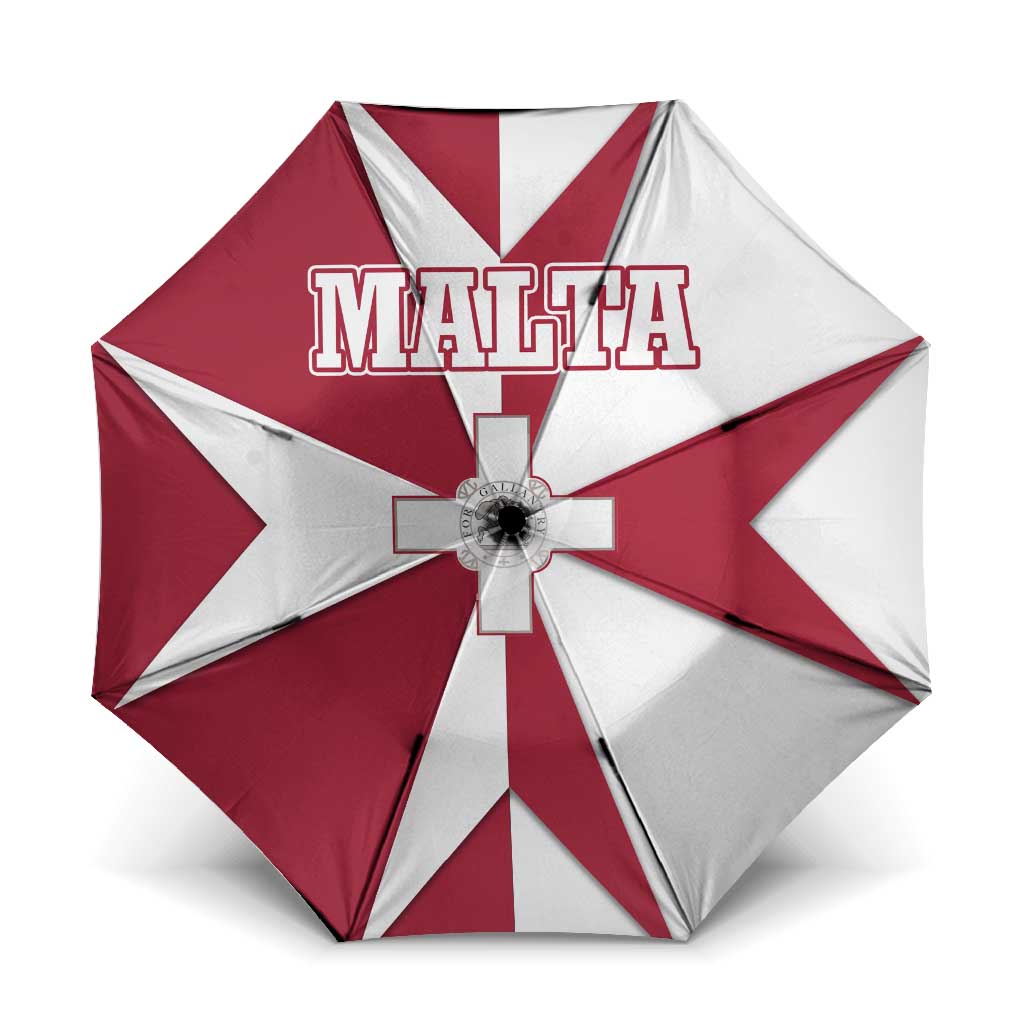Malta Umbrella with Red White Crossburst Design - Wonder Print Shop