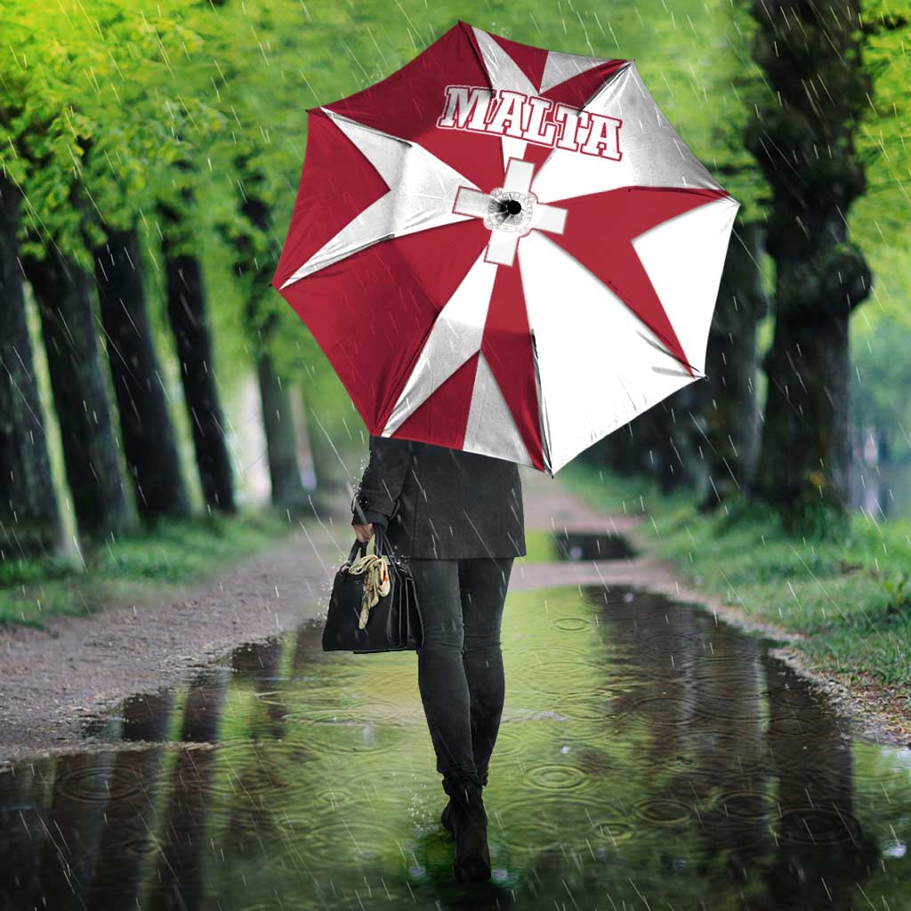 Malta Umbrella with Red White Crossburst Design - Wonder Print Shop