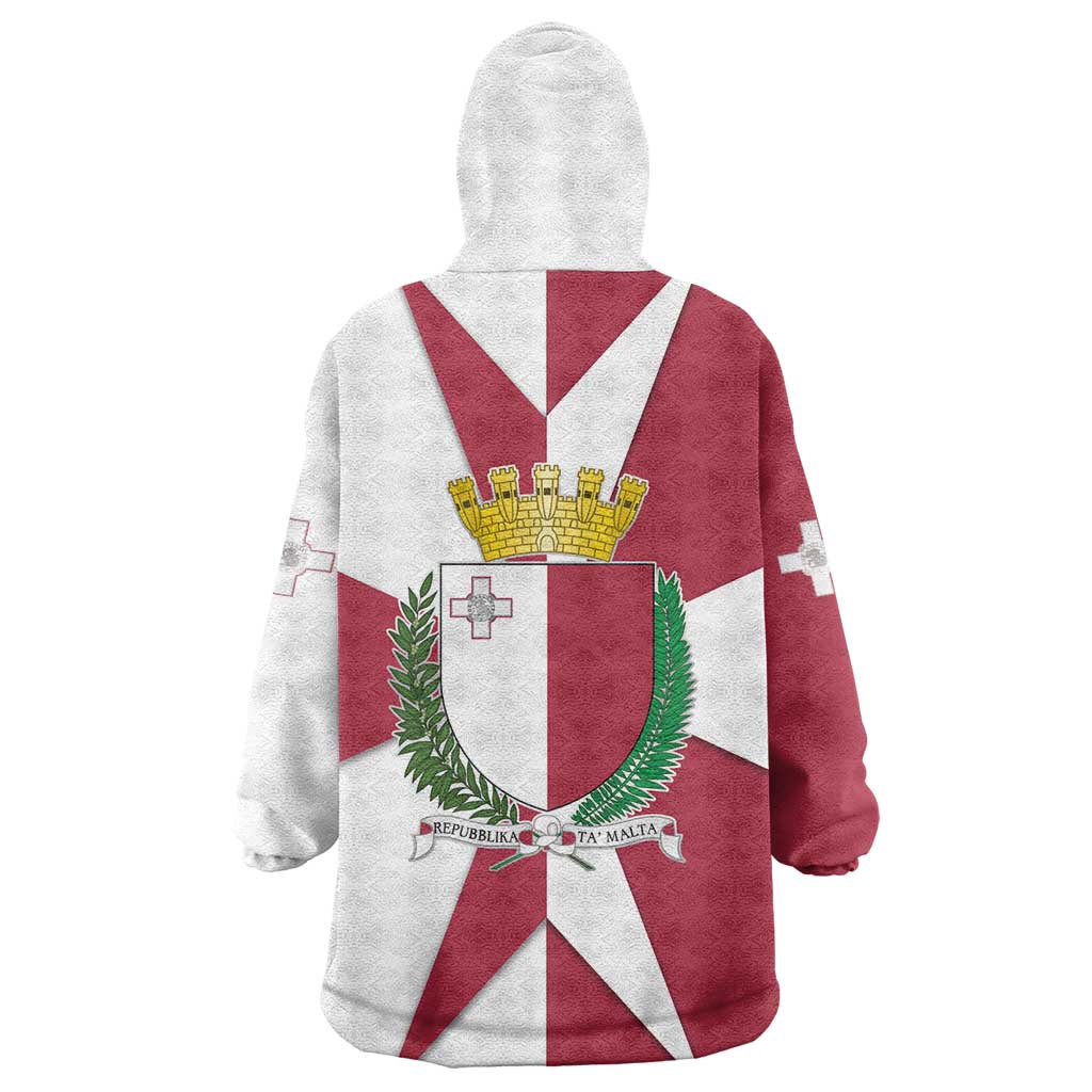Malta Wearable Blanket Hoodie with Red White Crossburst Design - Wonder Print Shop