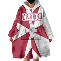 Malta Wearable Blanket Hoodie with Red White Crossburst Design - Wonder Print Shop