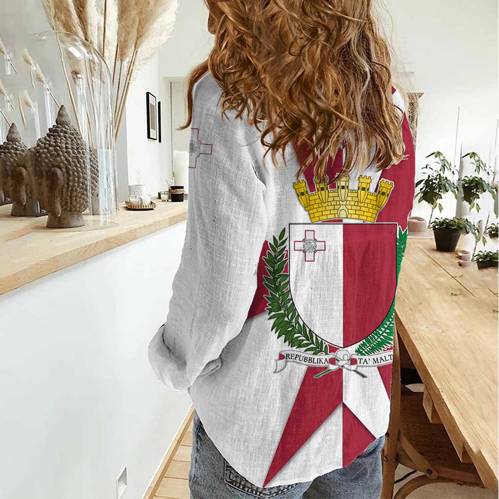 Malta Women Casual Shirt with Red White Crossburst Design - Wonder Print Shop
