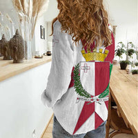 Malta Women Casual Shirt with Red White Crossburst Design - Wonder Print Shop