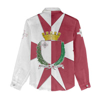 Malta Women Casual Shirt with Red White Crossburst Design - Wonder Print Shop