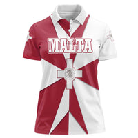 Malta Women Polo Shirt with Red White Crossburst Design - Wonder Print Shop