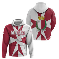 Malta Zip Hoodie with Red White Crossburst Design - Wonder Print Shop