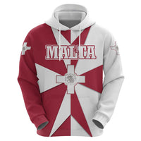 Malta Zip Hoodie with Red White Crossburst Design - Wonder Print Shop