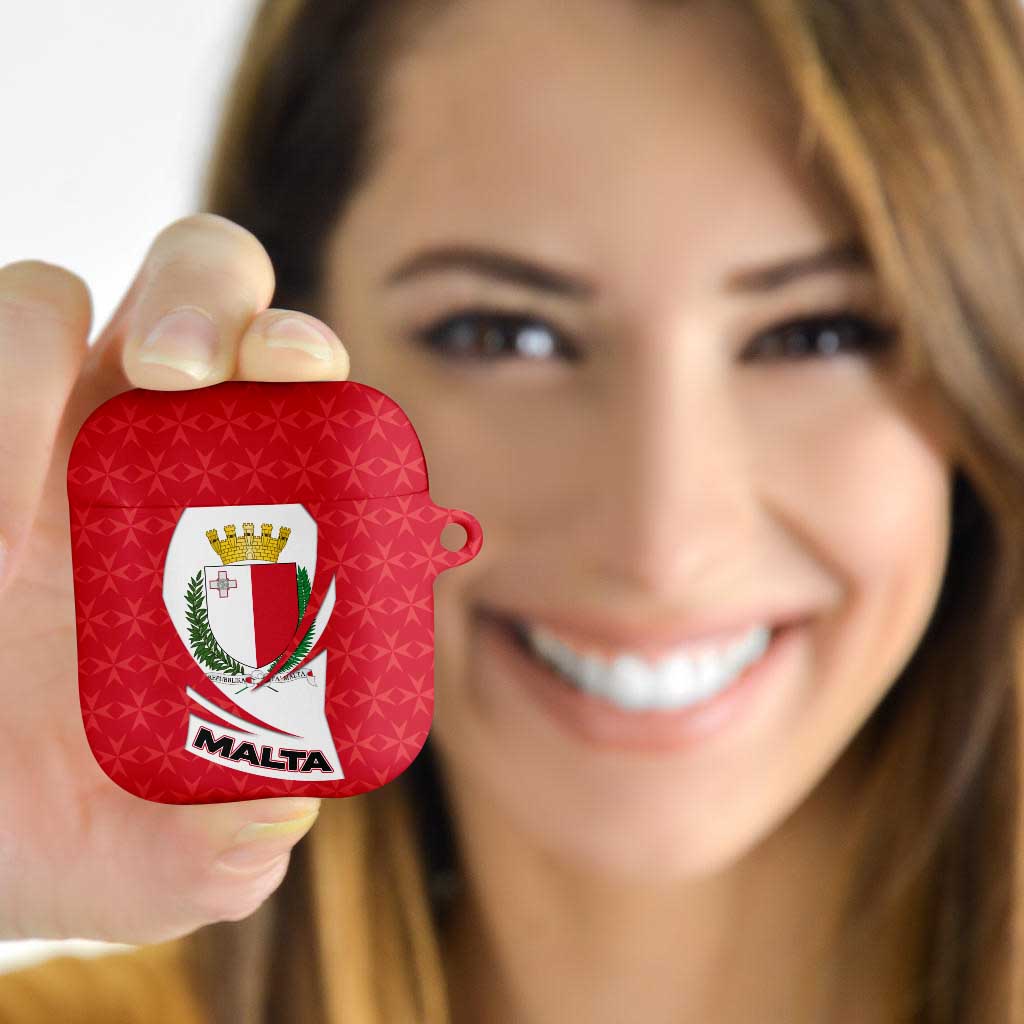 Malta AirPods Case with Red White Swirl Design - Wonder Print Shop