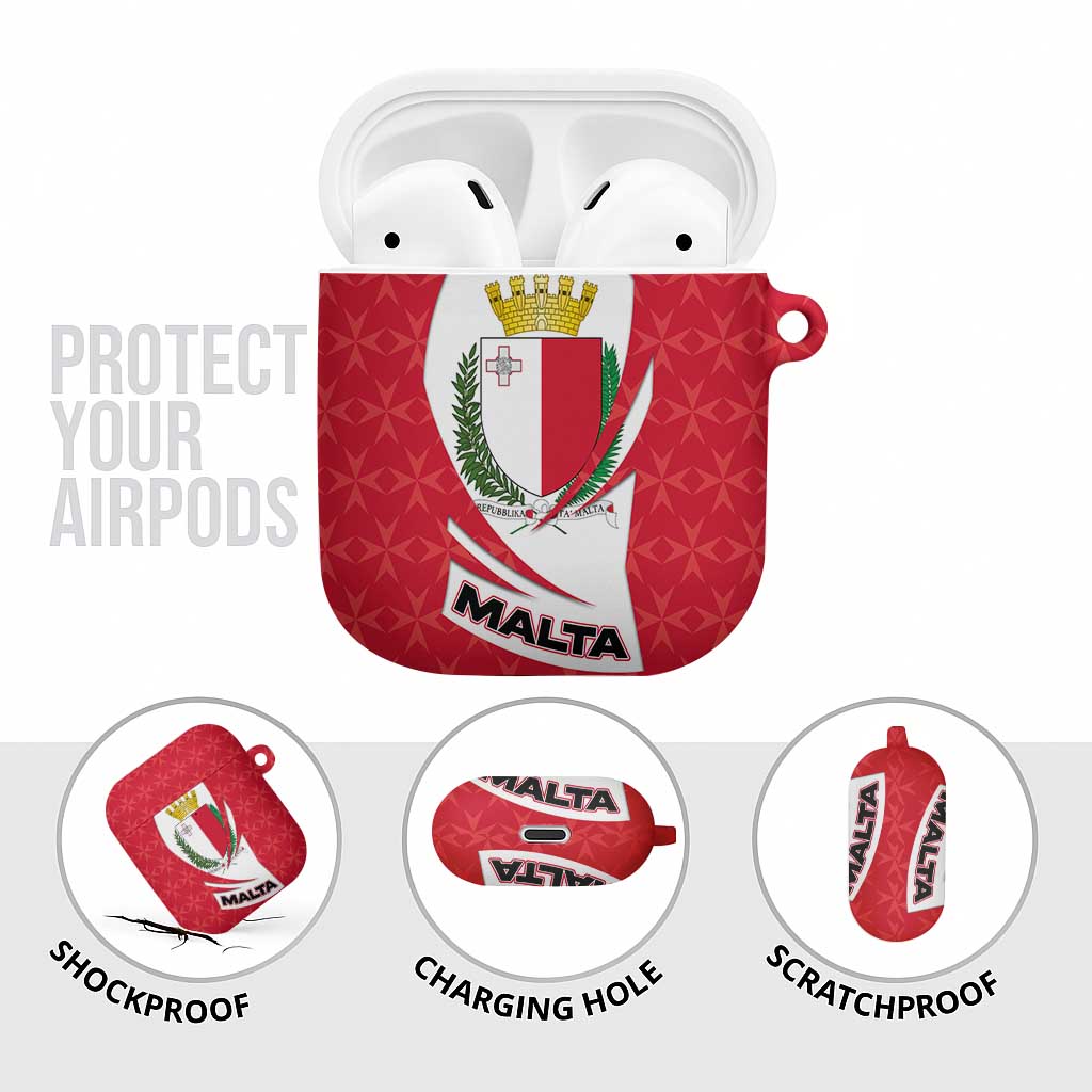 Malta AirPods Case with Red White Swirl Design - Wonder Print Shop