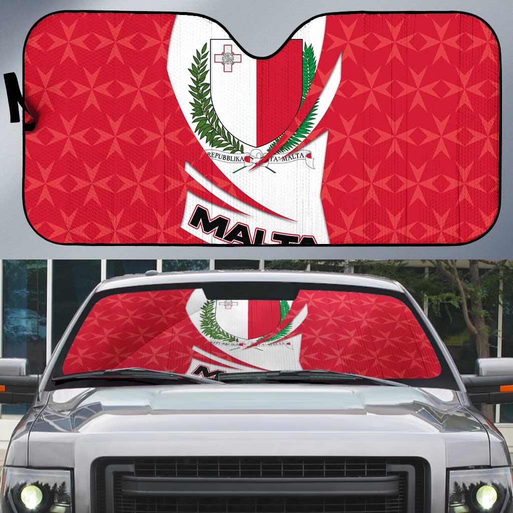 Malta Auto Sun Shade with Red White Swirl Design - Wonder Print Shop
