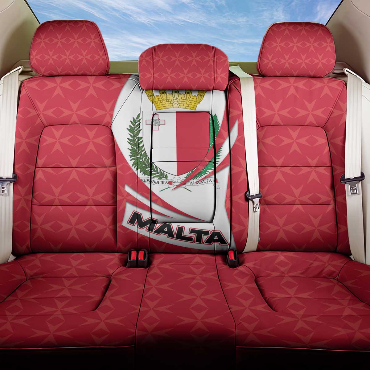 Malta Back Car Seat Cover with Red White Swirl Design - Wonder Print Shop