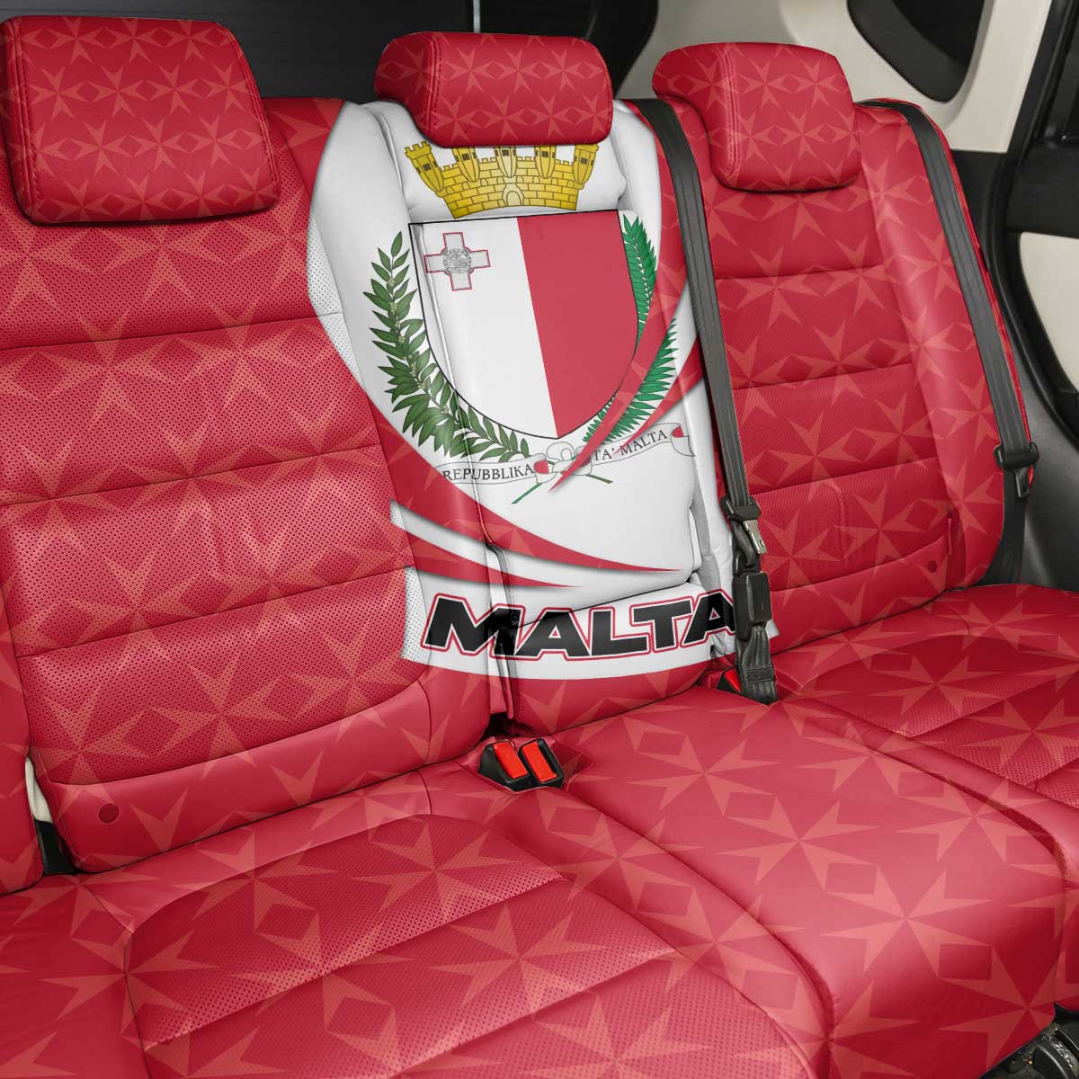 Malta Back Car Seat Cover with Red White Swirl Design - Wonder Print Shop