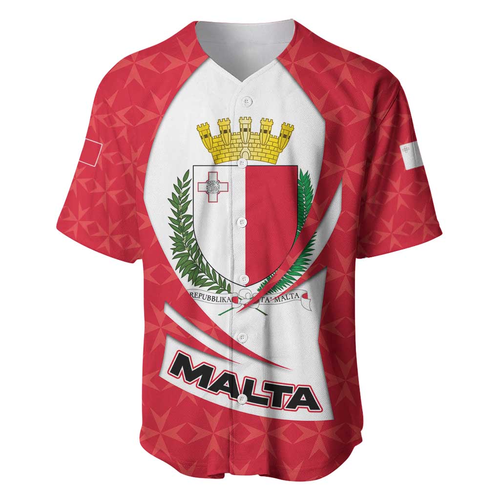 Malta Baseball Jersey with Red White Swirl Design - Wonder Print Shop