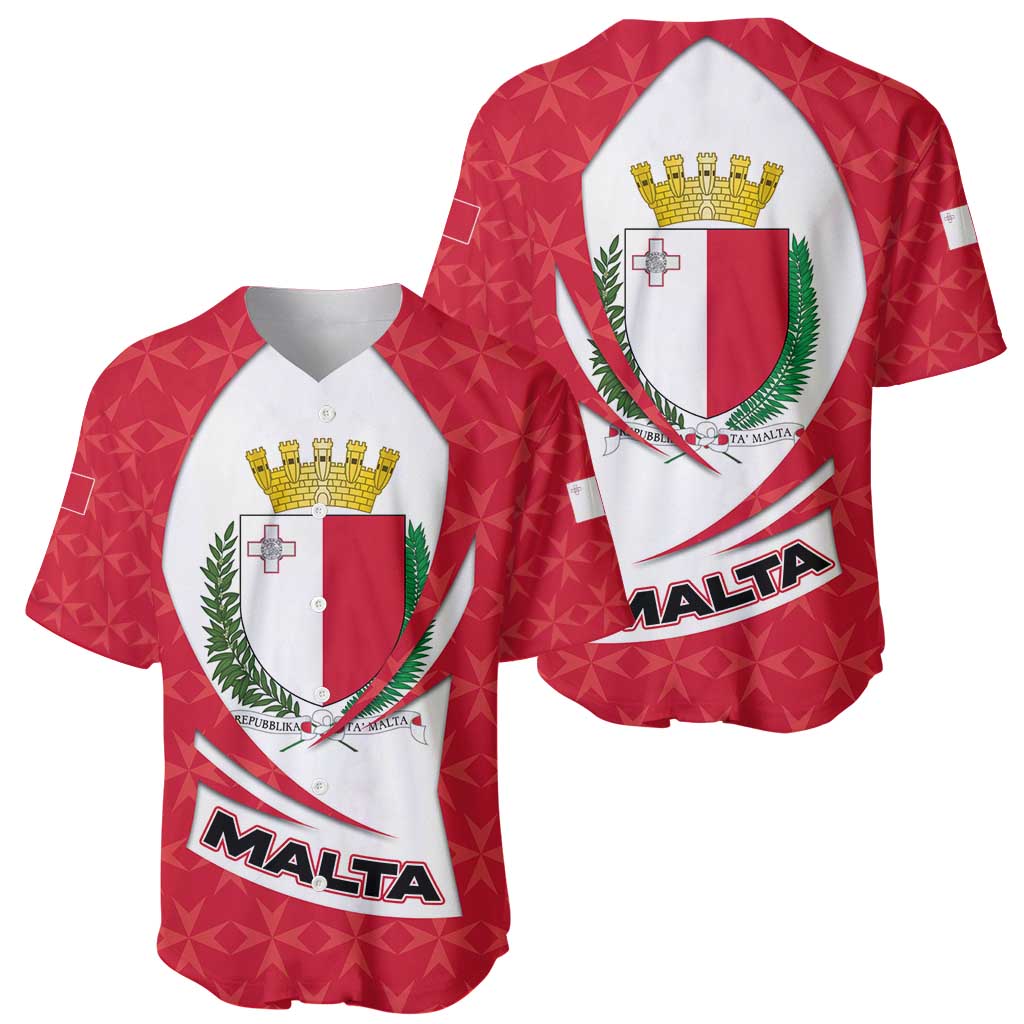 Malta Baseball Jersey with Red White Swirl Design - Wonder Print Shop