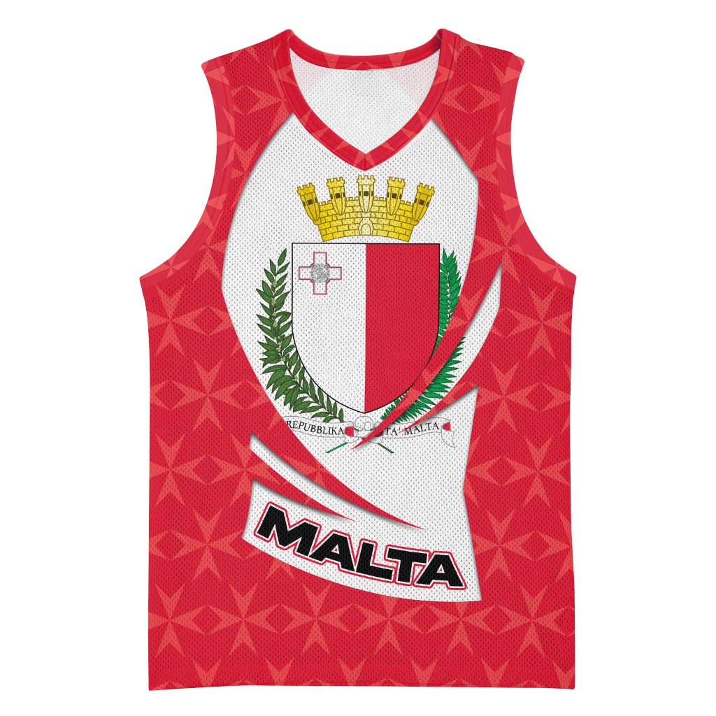 Malta Basketball Jersey with Red White Swirl Design - Wonder Print Shop