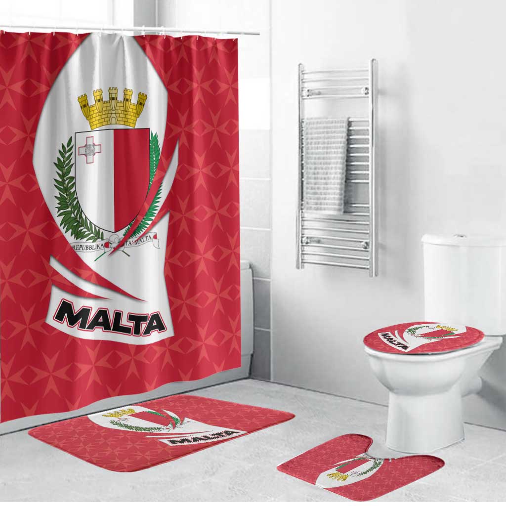 Malta Bathroom Set with Red White Swirl Design - Wonder Print Shop