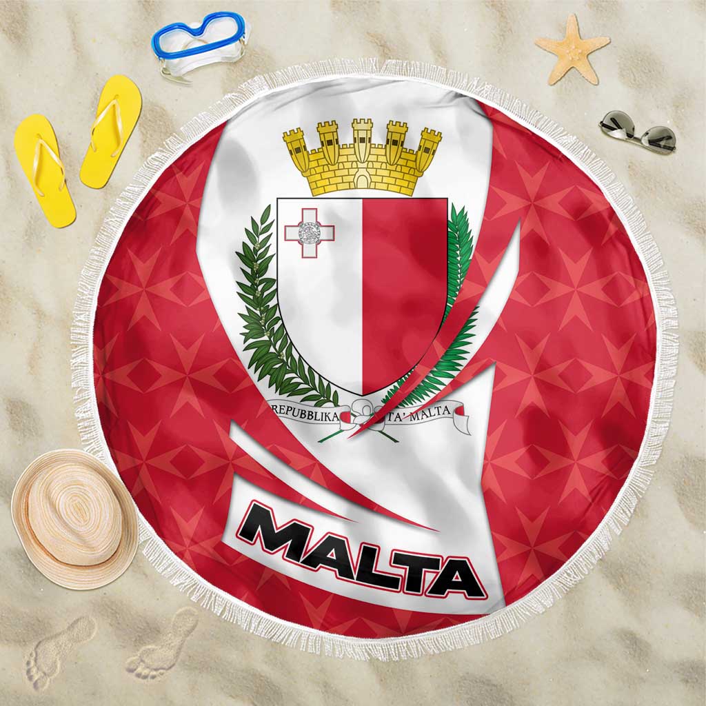 Malta Beach Blanket with Red White Swirl Design - Wonder Print Shop