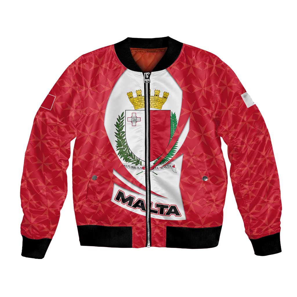 Malta Bomber Jacket with Red White Swirl Design - Wonder Print Shop