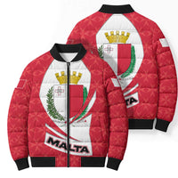 Malta Bomber Puffer Jacket with Red White Swirl Design - Wonder Print Shop