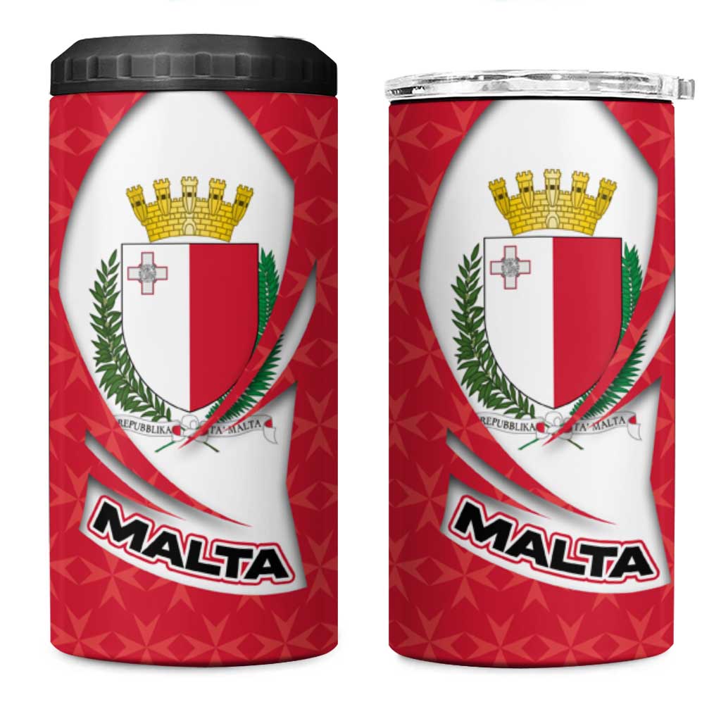 Malta 4 in 1 Can Cooler Tumbler with Red White Swirl Design - Wonder Print Shop