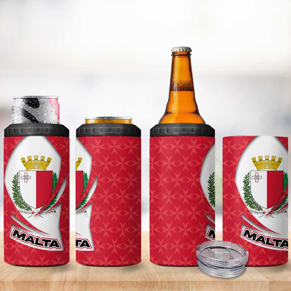 Malta 4 in 1 Can Cooler Tumbler with Red White Swirl Design - Wonder Print Shop