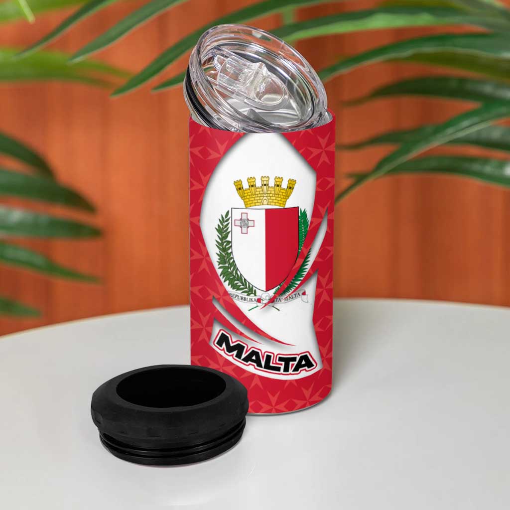 Malta 4 in 1 Can Cooler Tumbler with Red White Swirl Design - Wonder Print Shop