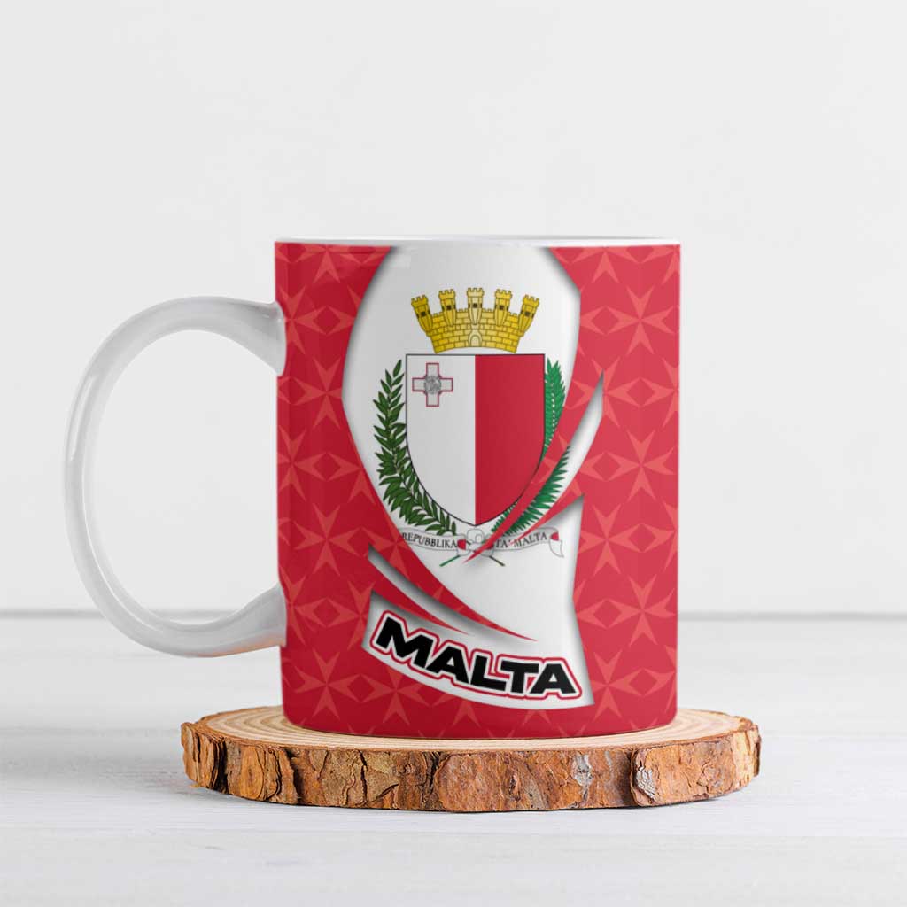 Malta Ceramic Mug with Red White Swirl Design - Wonder Print Shop