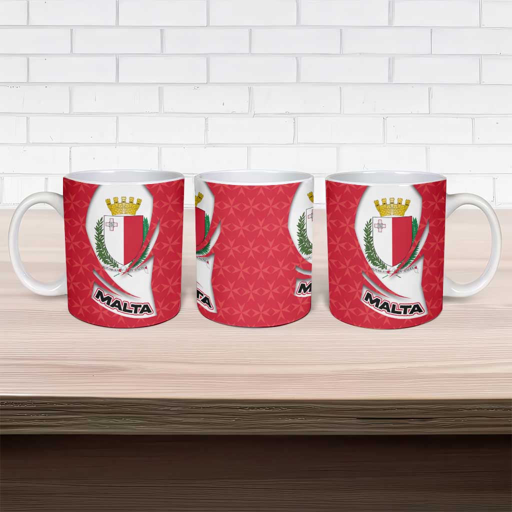 Malta Ceramic Mug with Red White Swirl Design - Wonder Print Shop