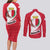 Malta Couples Matching Long Sleeve Bodycon Dress and Long Sleeve Button Shirt with Red White Swirl Design - Wonder Print Shop