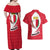 Malta Couples Matching Off Shoulder Maxi Dress and Hawaiian Shirt with Red White Swirl Design - Wonder Print Shop