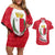 Malta Couples Matching Off Shoulder Short Dress and Hawaiian Shirt with Red White Swirl Design - Wonder Print Shop