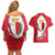 Malta Couples Matching Off Shoulder Short Dress and Hawaiian Shirt with Red White Swirl Design - Wonder Print Shop