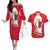 Malta Couples Matching Off The Shoulder Long Sleeve Dress and Hawaiian Shirt with Red White Swirl Design - Wonder Print Shop