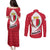 Malta Couples Matching Puletasi and Long Sleeve Button Shirt with Red White Swirl Design - Wonder Print Shop