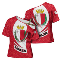 Malta Cross Shoulder Shirt with Red White Swirl Design - Wonder Print Shop