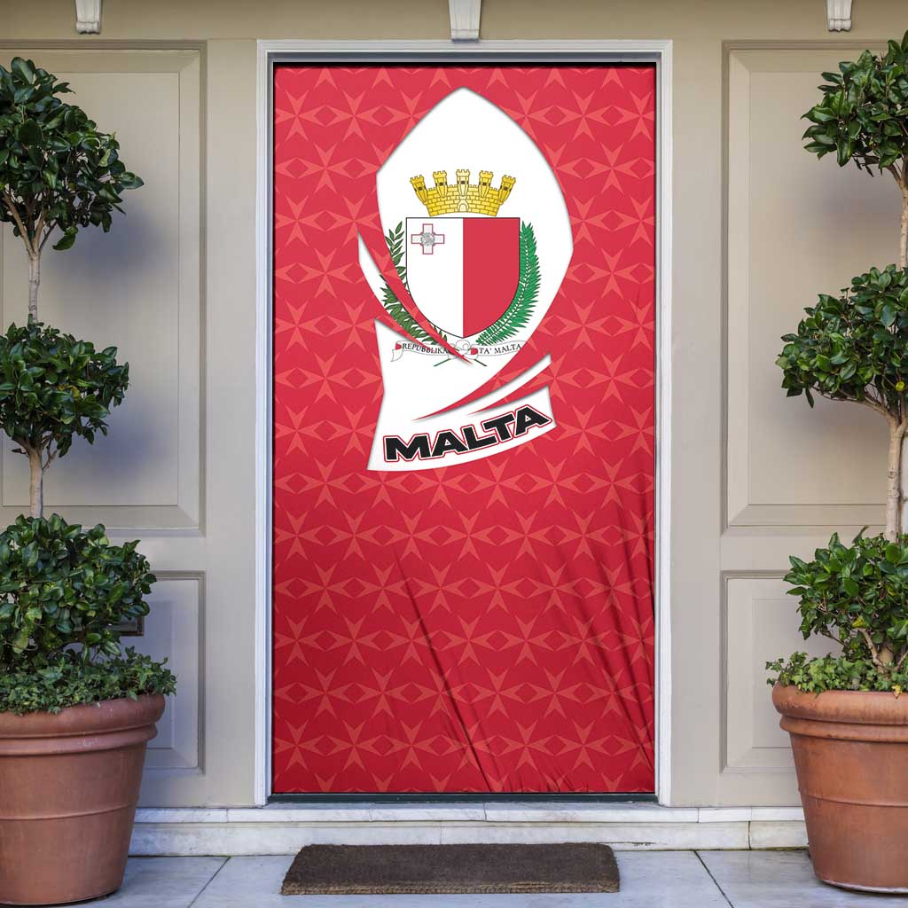 Malta Door Cover with Red White Swirl Design - Wonder Print Shop