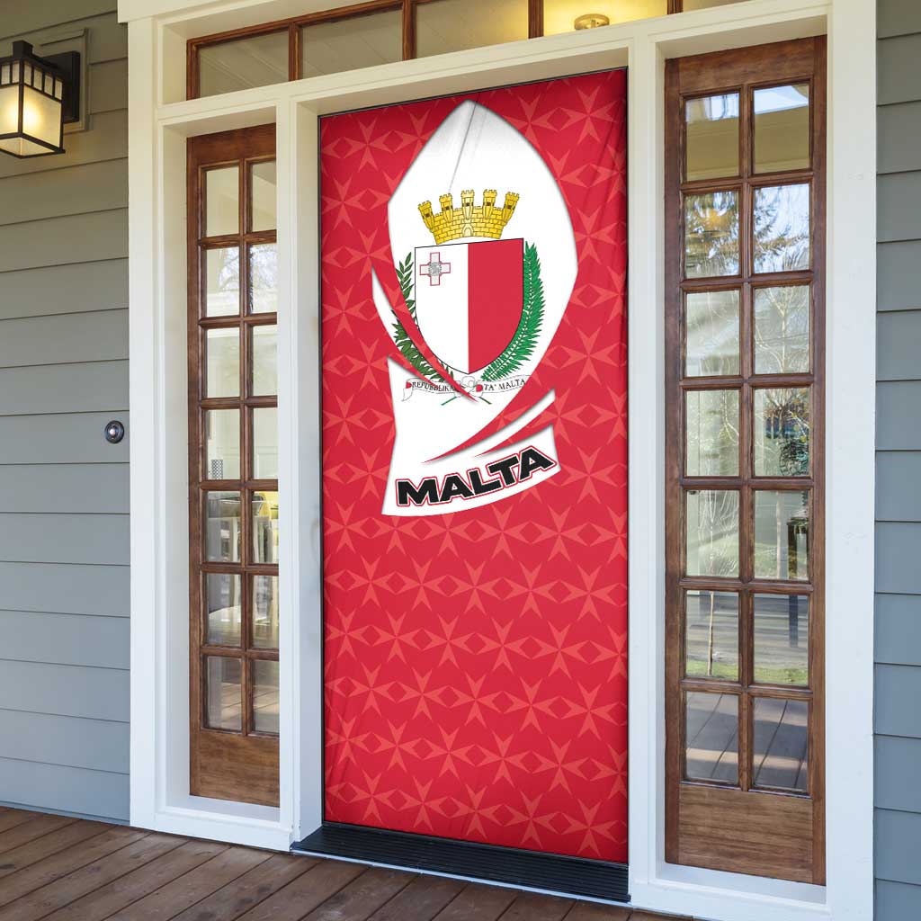 Malta Door Cover with Red White Swirl Design - Wonder Print Shop