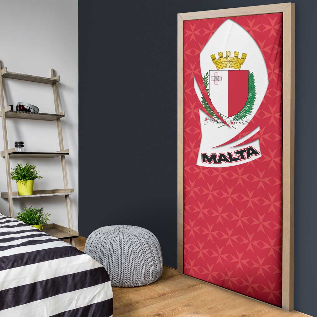 Malta Door Cover with Red White Swirl Design - Wonder Print Shop
