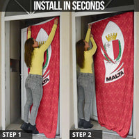 Malta Door Cover with Red White Swirl Design - Wonder Print Shop