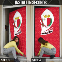 Malta Door Cover with Red White Swirl Design - Wonder Print Shop