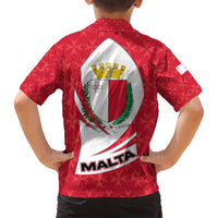 Malta Family Matching Long Sleeve Bodycon Dress and Hawaiian Shirt with Red White Swirl Design - Wonder Print Shop