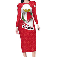 Malta Family Matching Long Sleeve Bodycon Dress and Hawaiian Shirt with Red White Swirl Design - Wonder Print Shop