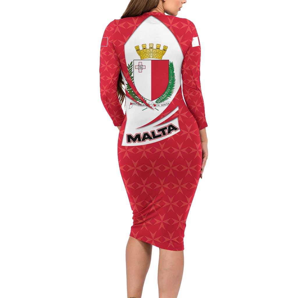 Malta Family Matching Long Sleeve Bodycon Dress and Hawaiian Shirt with Red White Swirl Design - Wonder Print Shop