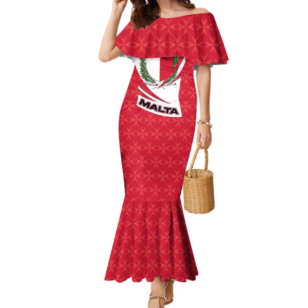 Malta Family Matching Mermaid Dress and Hawaiian Shirt with Red White Swirl Design - Wonder Print Shop