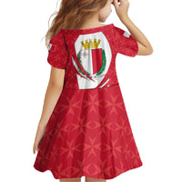 Malta Family Matching Off The Shoulder Long Sleeve Dress and Hawaiian Shirt with Red White Swirl Design - Wonder Print Shop