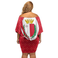 Malta Family Matching Off Shoulder Short Dress and Hawaiian Shirt with Red White Swirl Design - Wonder Print Shop