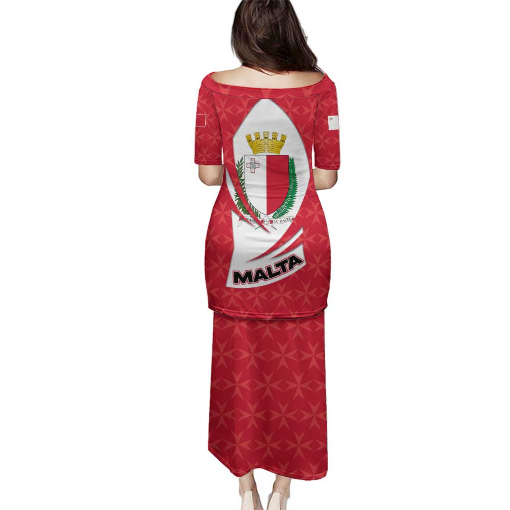 Malta Family Matching Puletasi and Hawaiian Shirt with Red White Swirl Design - Wonder Print Shop