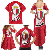 Malta Family Matching Summer Maxi Dress and Hawaiian Shirt with Red White Swirl Design - Wonder Print Shop