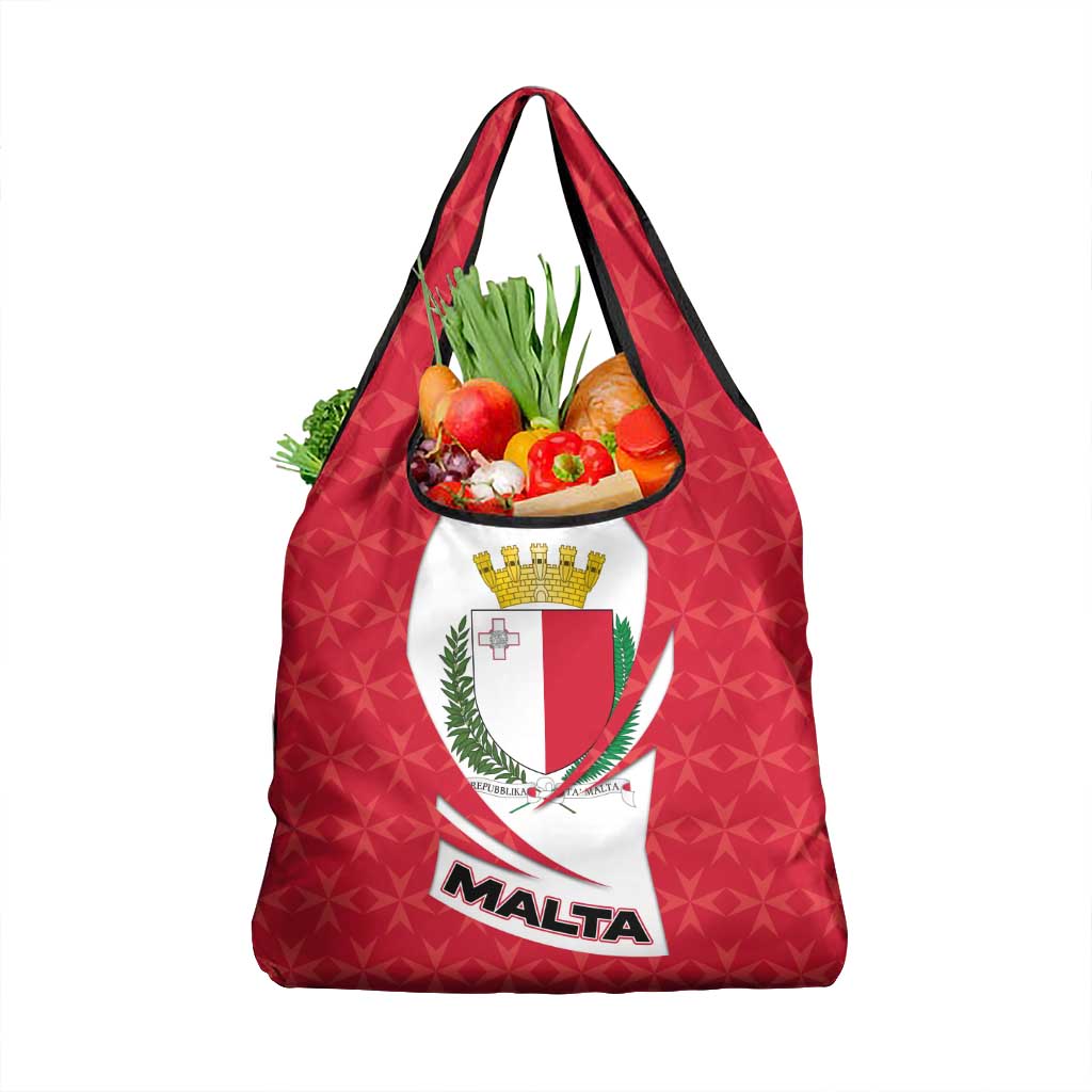 Malta Grocery Bag with Red White Swirl Design - Wonder Print Shop