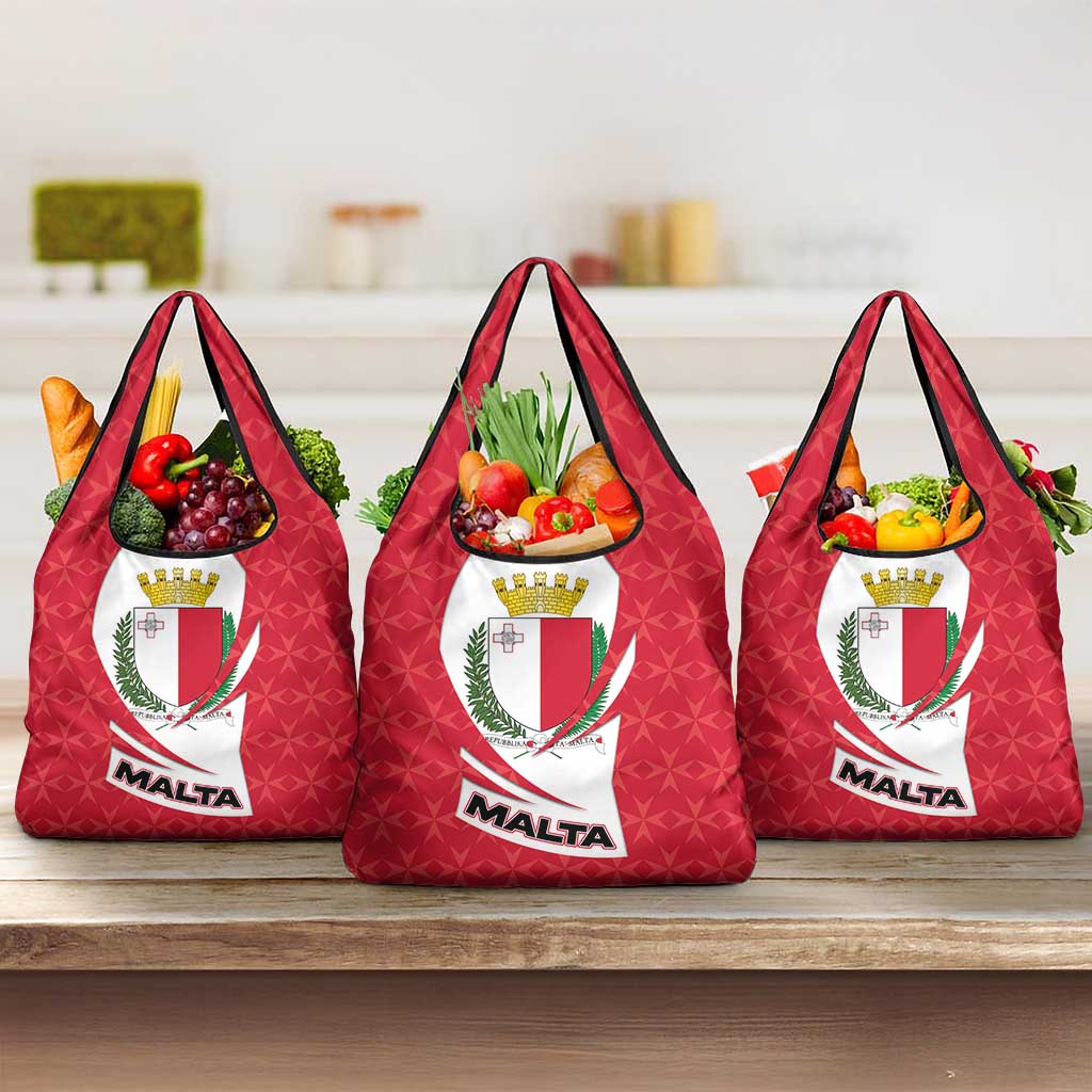 Malta Grocery Bag with Red White Swirl Design - Wonder Print Shop